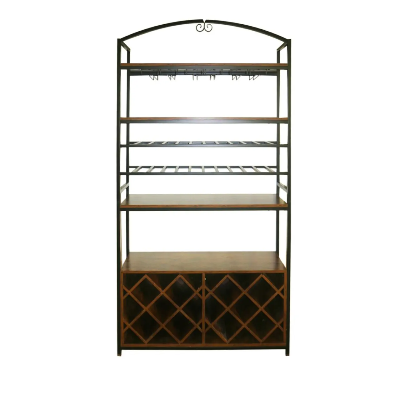 EMINZA Meuble range-bouteilles industriel 32 emplacements et porte-verres (H180 cm) Marceau Marron Best