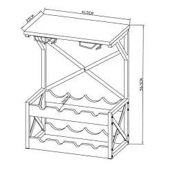 EMINZA Meuble range-bouteilles industriel 8 emplacements et porte-verres (H56 cm) Tiago Noir Hot
