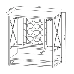 EMINZA Meuble range-bouteilles industriel 12 emplacements et porte-verres (H86 cm) Louis Marron Discount
