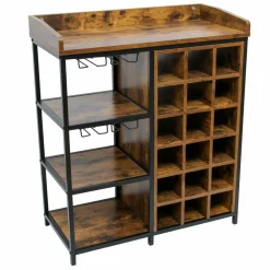 EMINZA Meuble range-bouteilles industriel 18 emplacements et porte-verres (H82 cm) Paul Marron Clearance