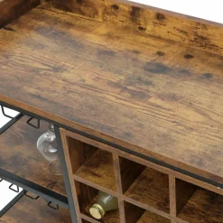 EMINZA Meuble range-bouteilles industriel 18 emplacements et porte-verres (H82 cm) Paul Marron Clearance