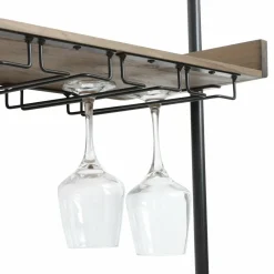 EMINZA Meuble range-bouteilles mural et métal 18 emplacements et porte-verres (H120 cm) Isaac Marron Bois Clearance