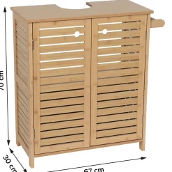 TENDANCE Meuble sous lavabo avec porte-serviette (67 x H70 cm) Trinidad Naturel Sale