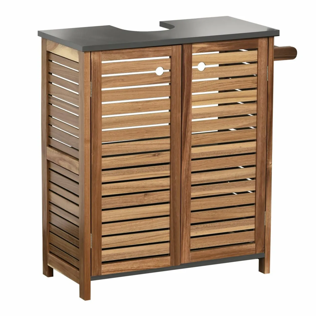 TENDANCE Meuble sous lavabo avec porte serviette (66 x H70 cm) Elément Acacia Bois New