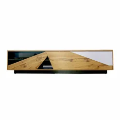 EMINZA Meuble TV en design (L180 x 40 cm) Alabama Blanc, noir et naturel Bois Online