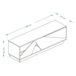 EMINZA Meuble TV en design (L180 x 40 cm) Alabama Blanc, noir et naturel Bois Online