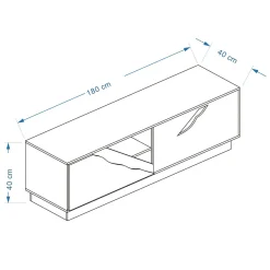EMINZA Meuble TV en design (L180 x 40 cm) Florida Blanc, noir et naturel Bois Discount