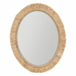 OSTARIA Miroir mural en fibres les (H50 cm) Ovale Bohème Beige Naturel Hot