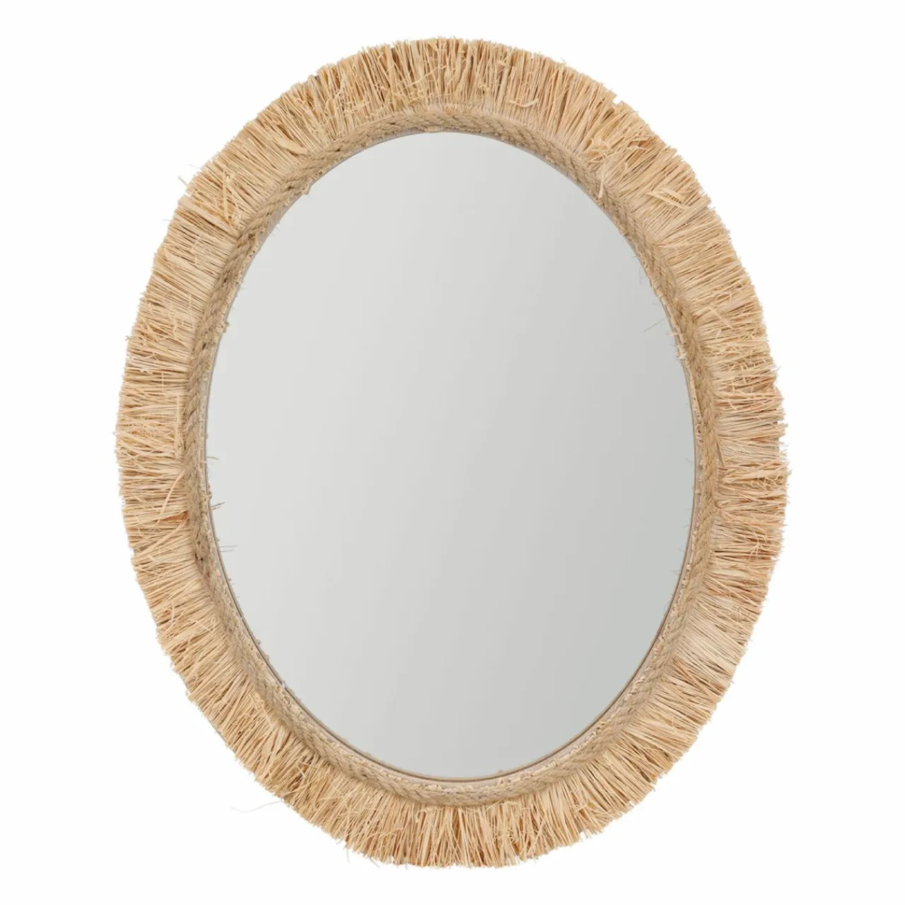 OSTARIA Miroir mural en fibres les (H50 cm) Ovale Bohème Beige Naturel Hot