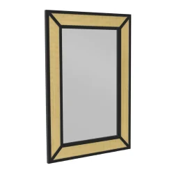EMINZA Miroir mural en métal (H101 cm) Cannage Naturel et Noir Hot