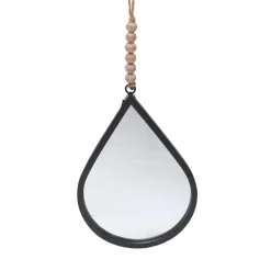 EMINZA Miroir mural en métal (H37 cm) Goutte d'eau Noir
