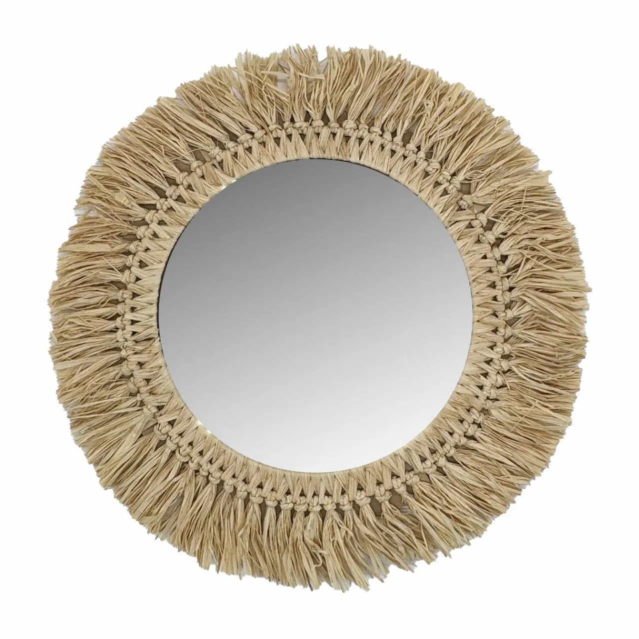 EMINZA Miroir mural rond en fibres les (D50 cm) Makira Beige Naturel Clearance