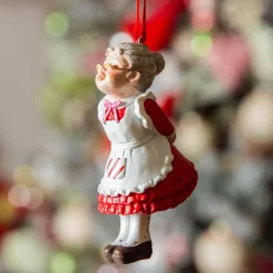 KAEMINGK Mère Noël à suspendre (H10 cm) Christmas et blanc Rouge
