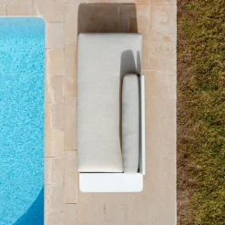 MOBELLIA Méridienne de jardin en aluminium Monte Carlo et taupe Blanc Clearance
