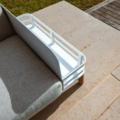 MOBELLIA Méridienne de jardin en aluminium Monte Carlo et taupe Blanc Clearance