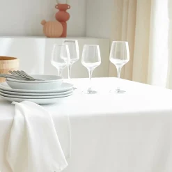 EMINZA Nappe carrée anti tache (100 x 100 cm) Elise he Blanc Online