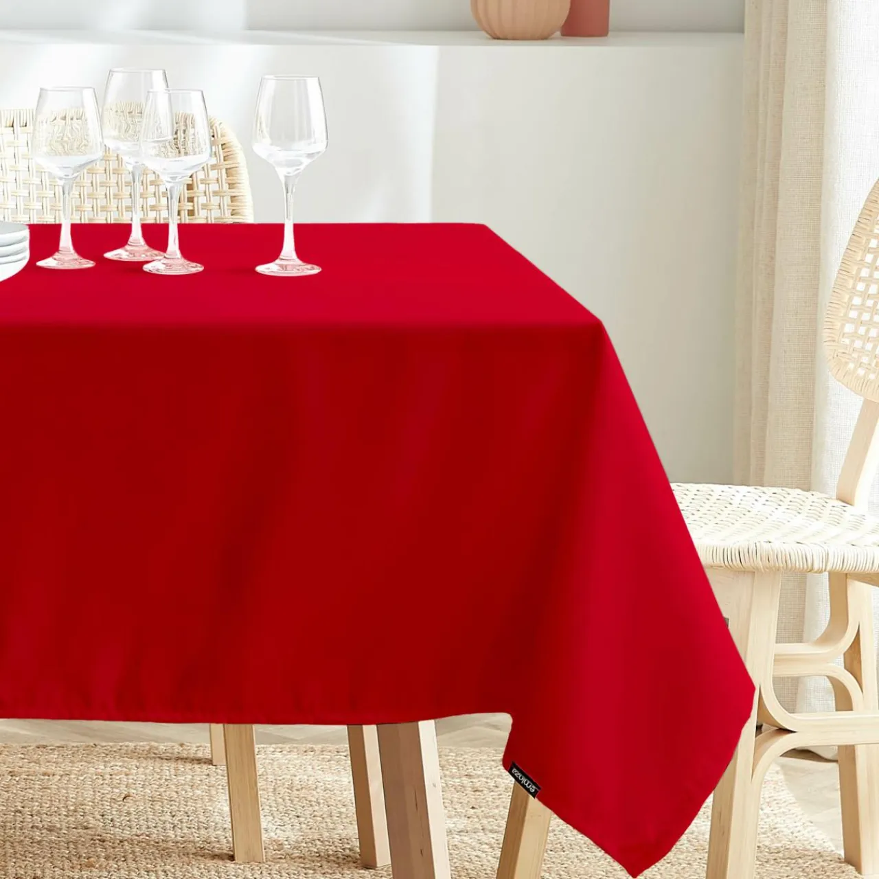EMINZA Nappe carrée anti tache (100 x 100 cm) Elise Rouge