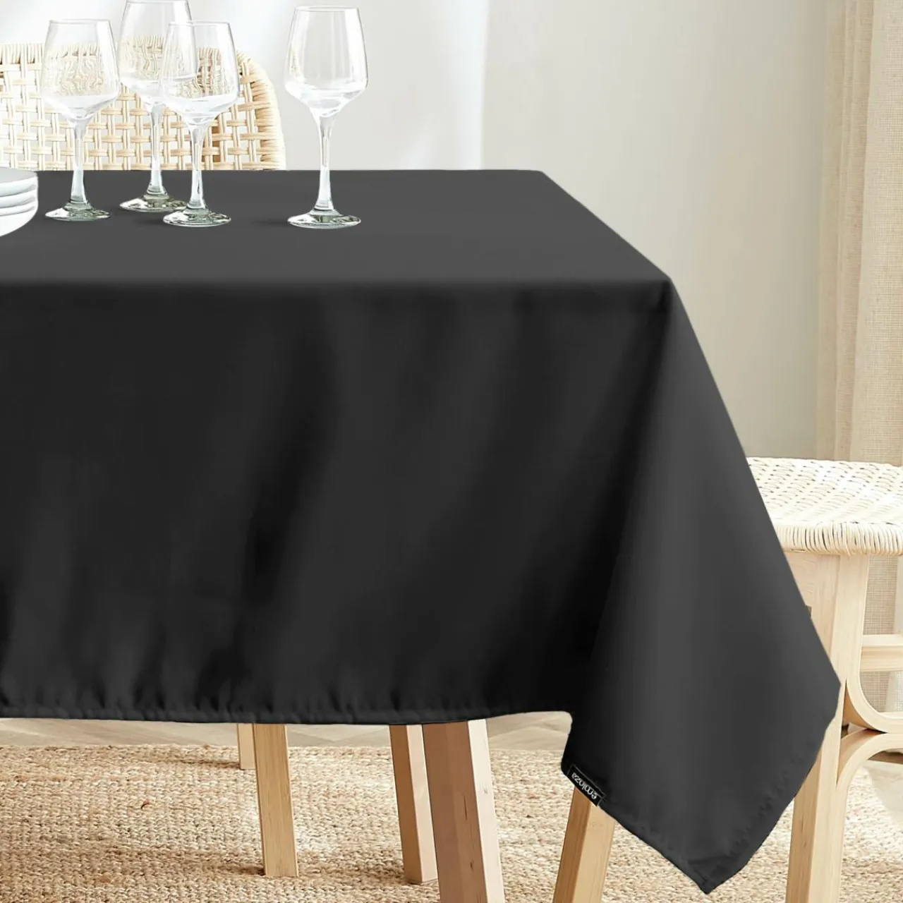 EMINZA Nappe carrée anti tache (100 x 100 cm) Elise e Noir Hot