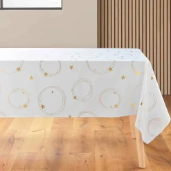 douceur d'intu017drieur Nappe de Noël rectangulaire anti tache (150 x 240 cm) Star et doré Blanc Clearance