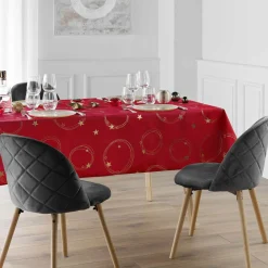 douceur d'intu017drieur Nappe de Noël rectangulaire anti tache (150 x 240 cm) Star et doré Rouge