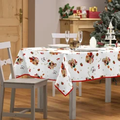 douceur d'intu017drieur Nappe de Noël rectangulaire anti tache (150 x 240 cm) Oursons Rouge Discount