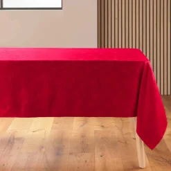 douceur d'intu017drieur Nappe de Noël rectangulaire anti tache (140 x 240 cm) Flocons Rouge Sale