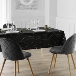douceur d'intu017drieur Nappe de Noël rectangulaire anti tache (140 x 240 cm) Firmament et doré Noir Sale