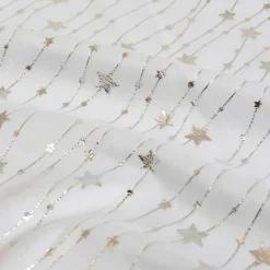 JJA Nappe de Noël rectangulaire (140 x 360 cm) Pluie d'étoiles he Blanc Sale