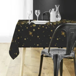 Douceur d interieur Nappe de Noël rectangulaire (150 x 300 cm) Constellation et doré Noir Best