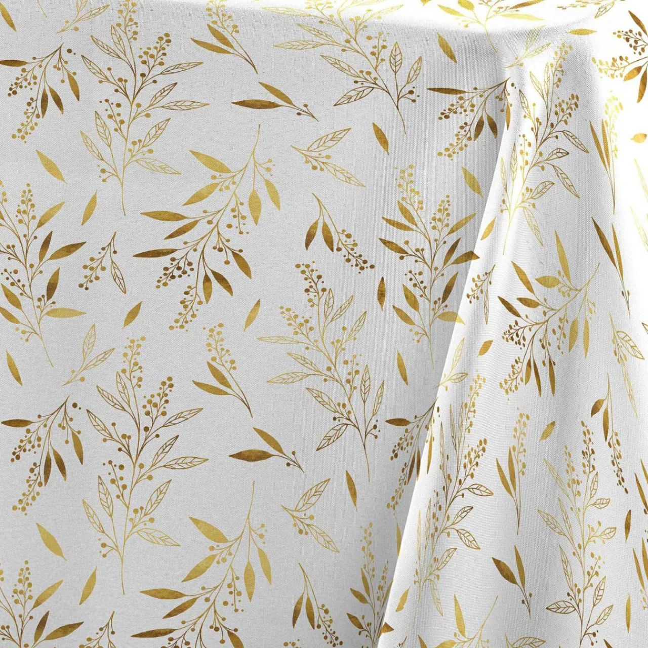 Douceur d interieur Nappe de Noël rectangulaire (140 x 240 cm) Naelle et doré Blanc Best