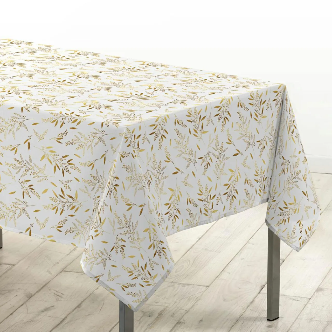 Douceur d interieur Nappe de Noël rectangulaire (140 x 240 cm) Naelle et doré Blanc Best