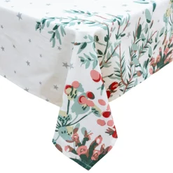 JJA Nappe de Noël rectangulaire (140 x 240 cm) Noël Nature Blanc Outlet