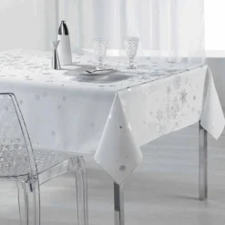 DOUCEUR D'INTERIEUR Nappe de Noël rectangulaire (150 x 240 cm) Constellation Blanc Best
