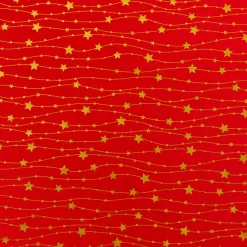 JJA Nappe de Noël rectangulaire (140 x 240 cm) Pluie d'étoiles et doré Rouge