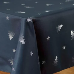 DOUCEUR D'INTERIEUR Nappe de Noël rectangulaire (150 x 300 cm) Sapin métallisé Bleu Online