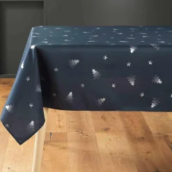 DOUCEUR D'INTERIEUR Nappe de Noël rectangulaire (150 x 300 cm) Sapin métallisé Bleu Online