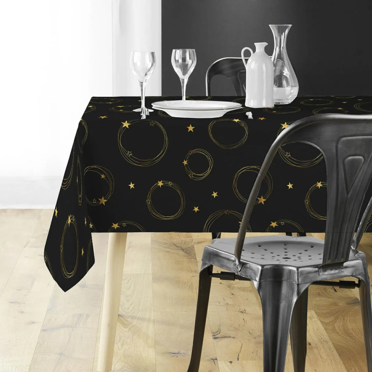 Douceur d interieur Nappe de Noël rectangulaire (150 x 300 cm) Star et or Noir Best