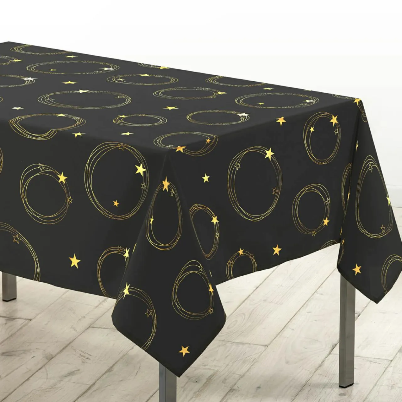 Douceur d interieur Nappe de Noël rectangulaire (150 x 300 cm) Star et or Noir Best