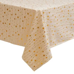 JJA Nappe de Noël rectangulaire (140 x 240 cm) Pluie d'étoiles et doré Ivoire Outlet