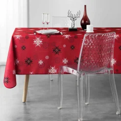 DOUCEUR D'INTERIEUR Nappe de Noël rectangulaire (150 x 240 cm) Enchanté Rouge Sale
