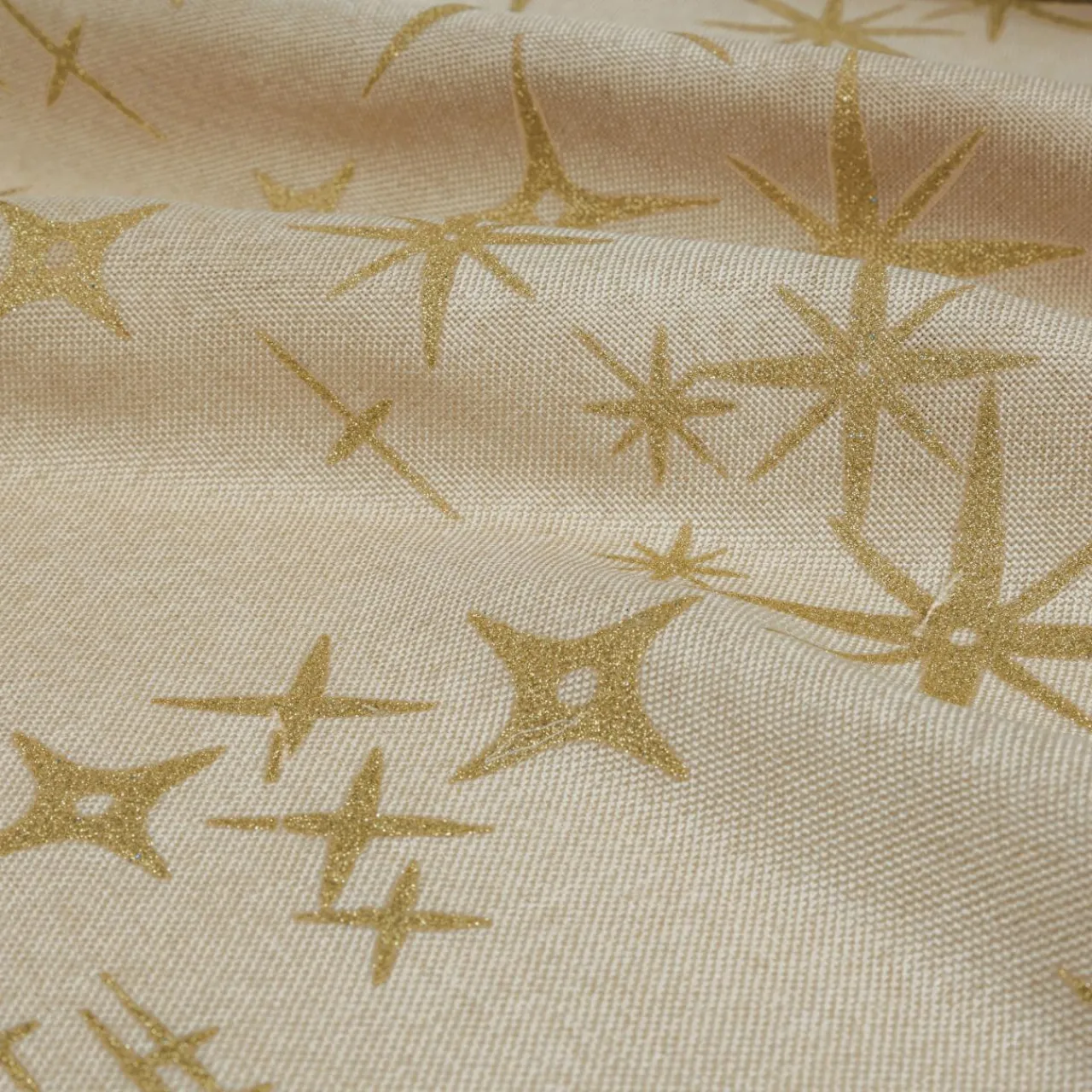 JJA Nappe de Noël rectangulaire (140 x 240 cm) Étoiles Célestes et doré Beige New