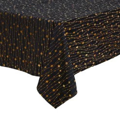 JJA Nappe de Noël rectangulaire (140 x 240 cm) Pluie d'étoiles et dorée Noir Outlet