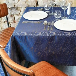 L'EFFET PAPILLON Nappe de Noël rectangulaire (145 x 240 cm) Facette Bleu Best