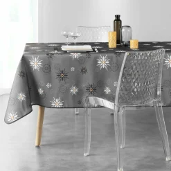DOUCEUR D'INTERIEUR Nappe de Noël rectangulaire (150 x 240 cm) Enchanté Anthracite Discount