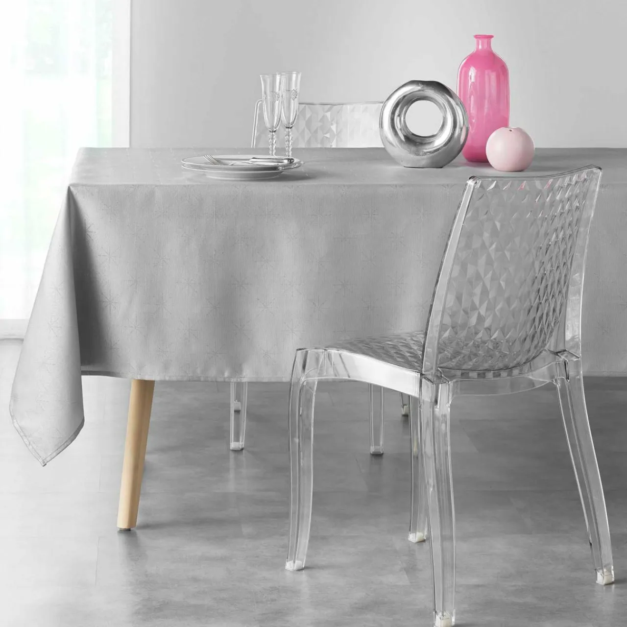 DOUCEUR D'INTERIEUR Nappe de Noël rectangulaire (140 x 240 cm) Etoiles Gris Sale