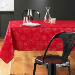 DOUCEUR D'INTERIEUR Nappe de Noël rectangulaire (150 x 240 cm) Pampille métallisé Rouge Sale