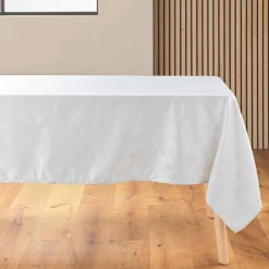 Douceur d interieur Nappe de Noël rectangulaire (140 x 240 cm) Flocon d'hiver Blanc Sale