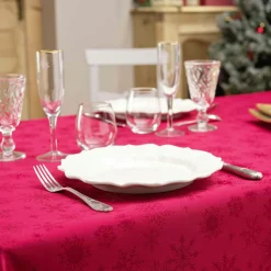 Douceur d interieur Nappe de Noël rectangulaire (140 x 300 cm) Flocon d'hiver Rouge Online