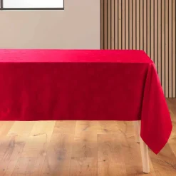 Douceur d interieur Nappe de Noël rectangulaire (140 x 300 cm) Flocon d'hiver Rouge Online