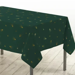 Douceur d interieur Nappe de Noël rectangulaire (150 x 300 cm) Sapin métallisé et or Vert Clearance
